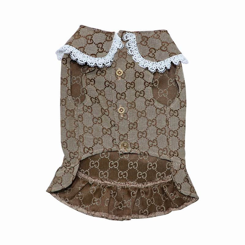 Gucci Monogram Sheer Collared Sleeveless Dress