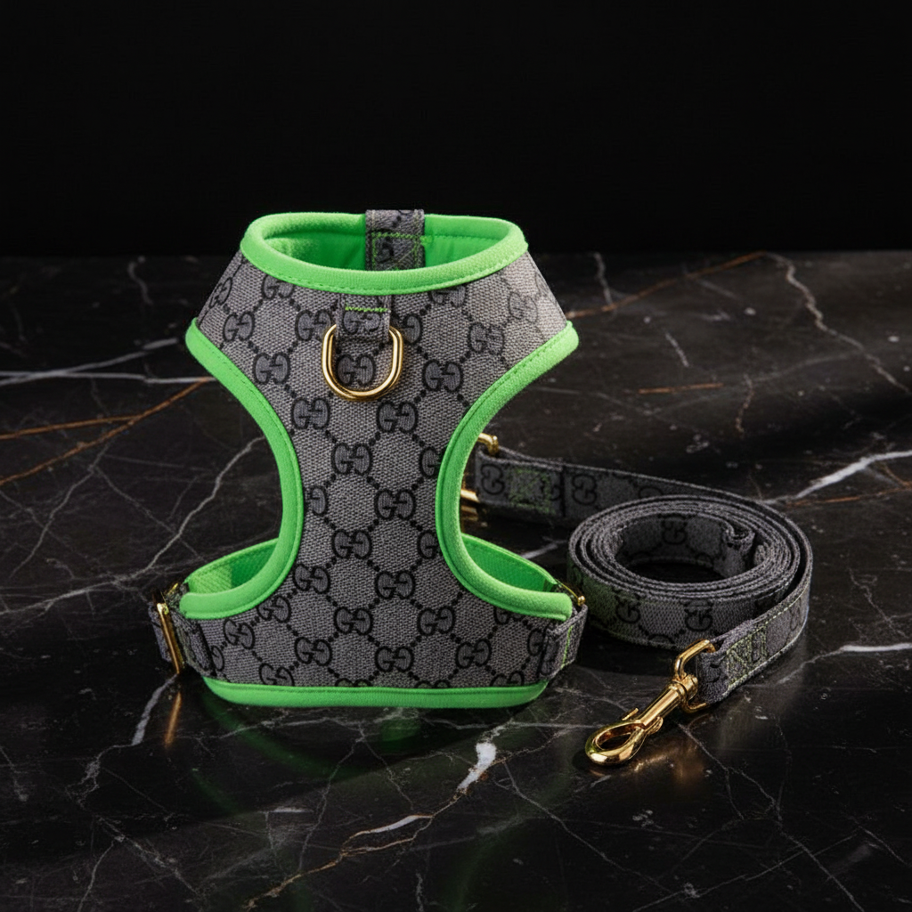 Grey & Green Harness Set — Dark Marble